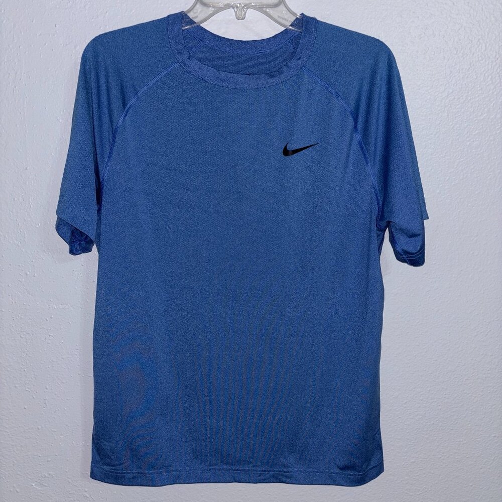 Nike Dri-Fit Blue Athletic T-Shirt‎ Small Swoosh Logo Short Sleeve Training Top